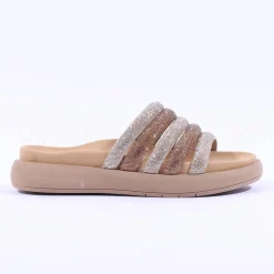 Women Gabor Abbott Glitter Strap Mule Sandal - Gold Shimmer