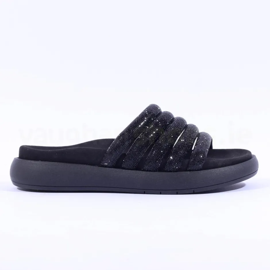 Women Gabor Abbott Glitter Strap Mule Sandal - Black Shimmer