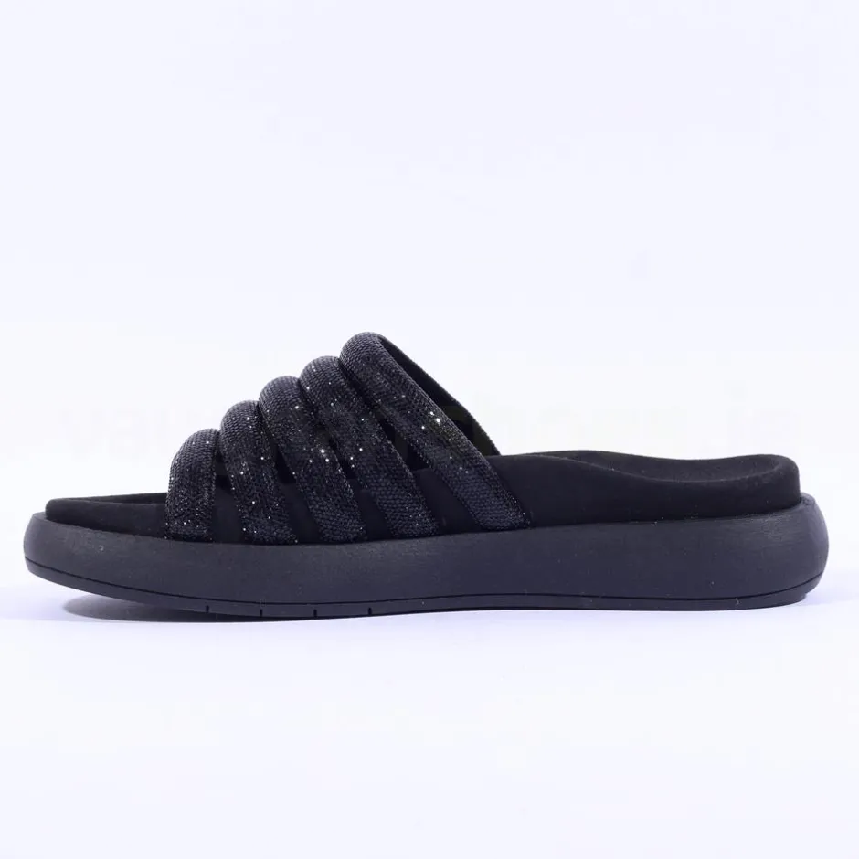 Women Gabor Abbott Glitter Strap Mule Sandal - Black Shimmer