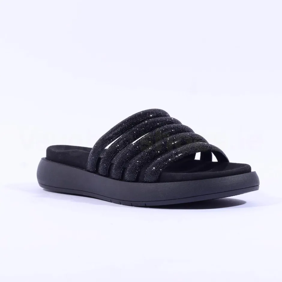 Women Gabor Abbott Glitter Strap Mule Sandal - Black Shimmer