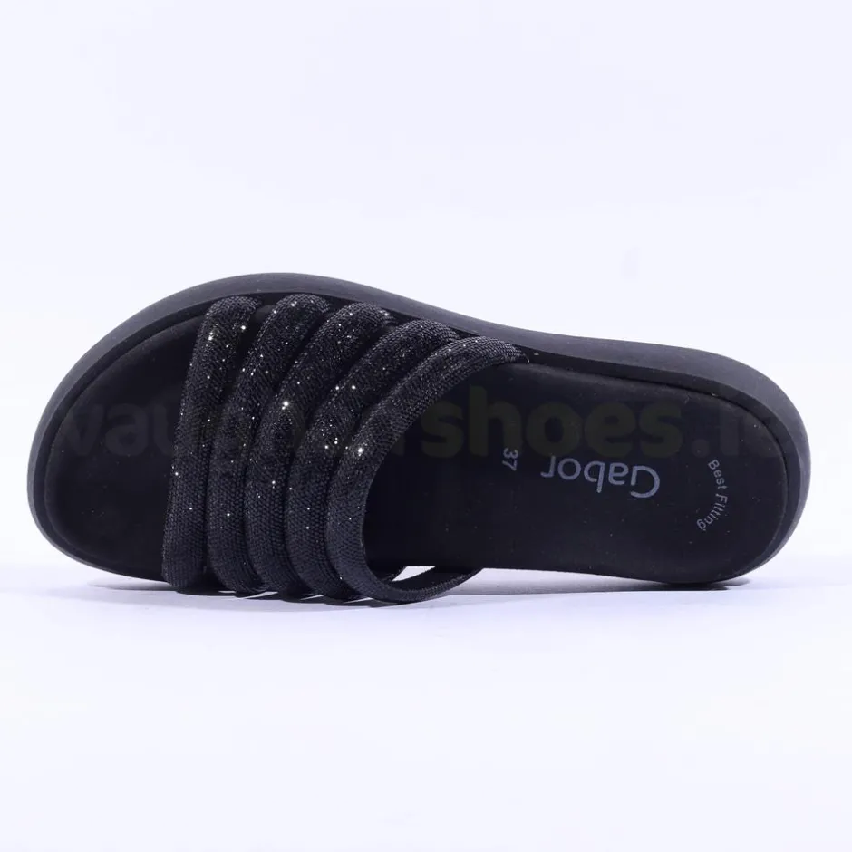 Women Gabor Abbott Glitter Strap Mule Sandal - Black Shimmer