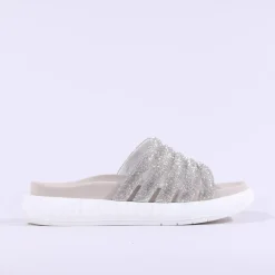 Women Gabor Abott Glitter Strap Mule - White Silver