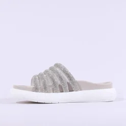 Women Gabor Abott Glitter Strap Mule - White Silver