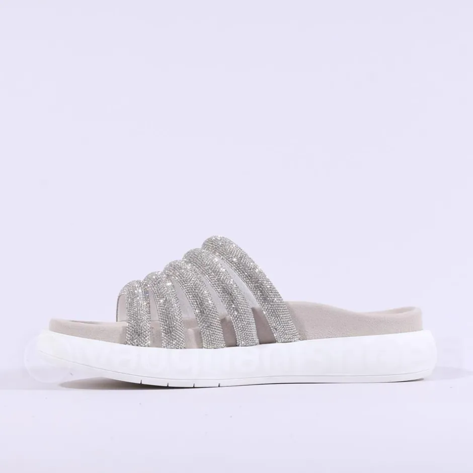 Women Gabor Abott Glitter Strap Mule - White Silver