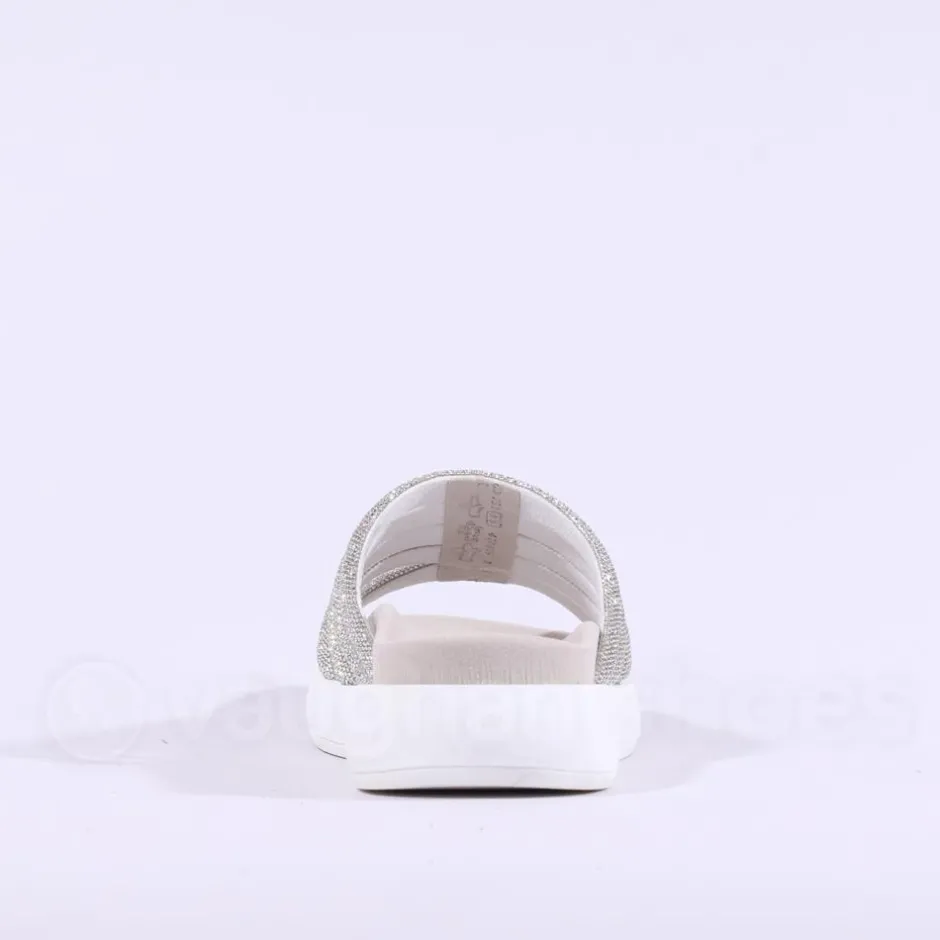 Women Gabor Abott Glitter Strap Mule - White Silver