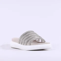 Women Gabor Abott Glitter Strap Mule - White Silver