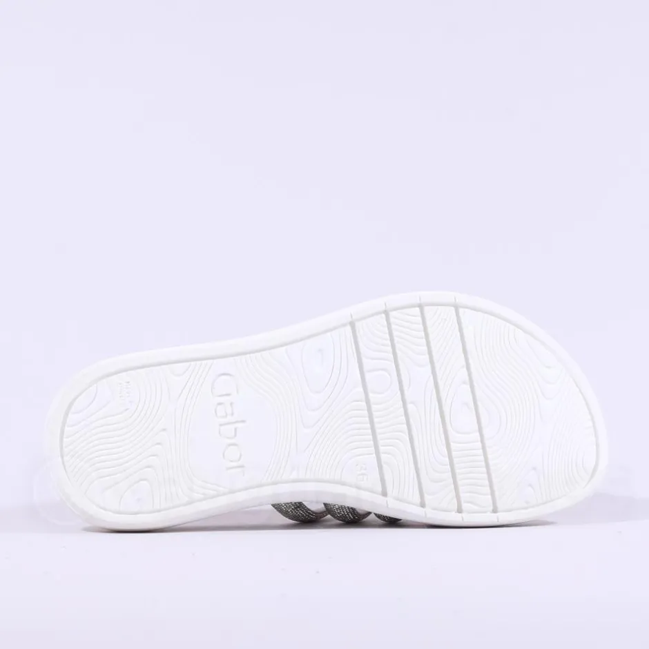 Women Gabor Abott Glitter Strap Mule - White Silver
