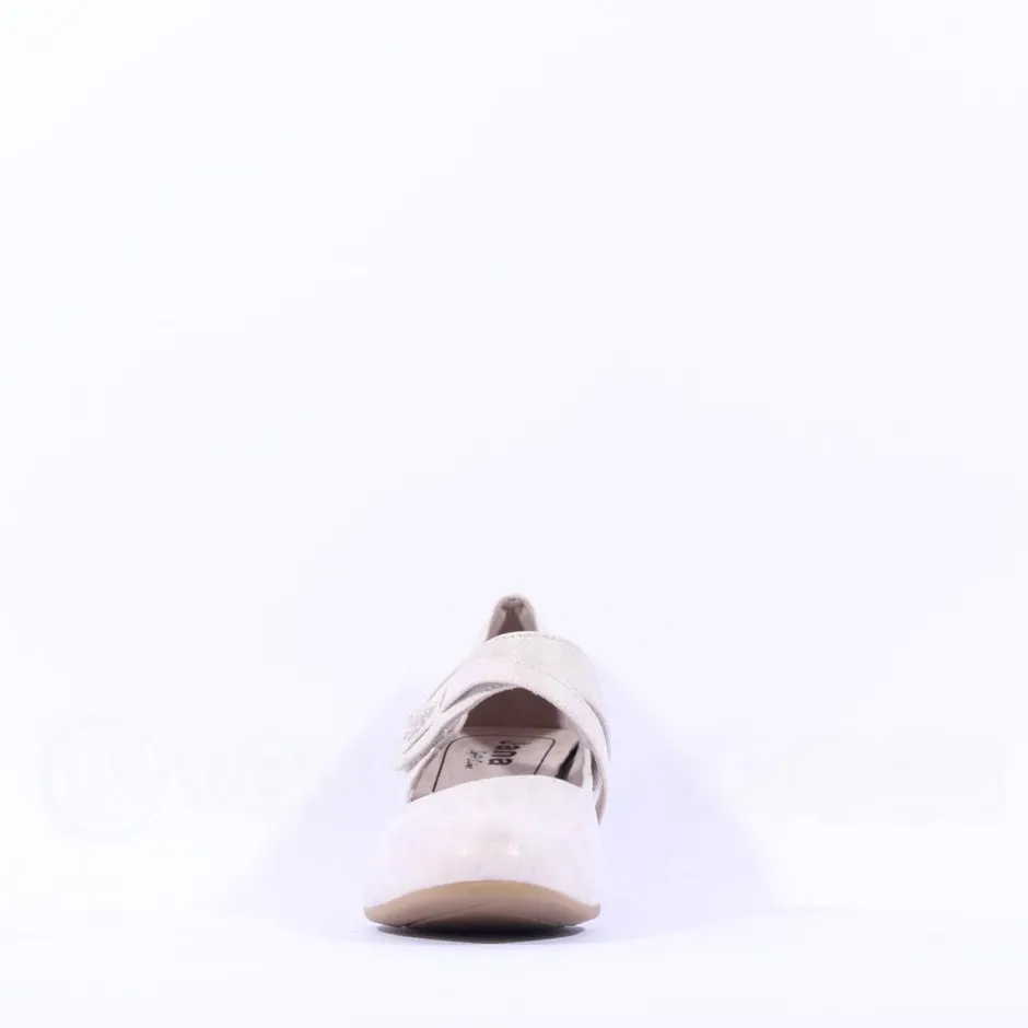 Women Jana Abura Cross Strap Block Heel Shoe - Beige Gold