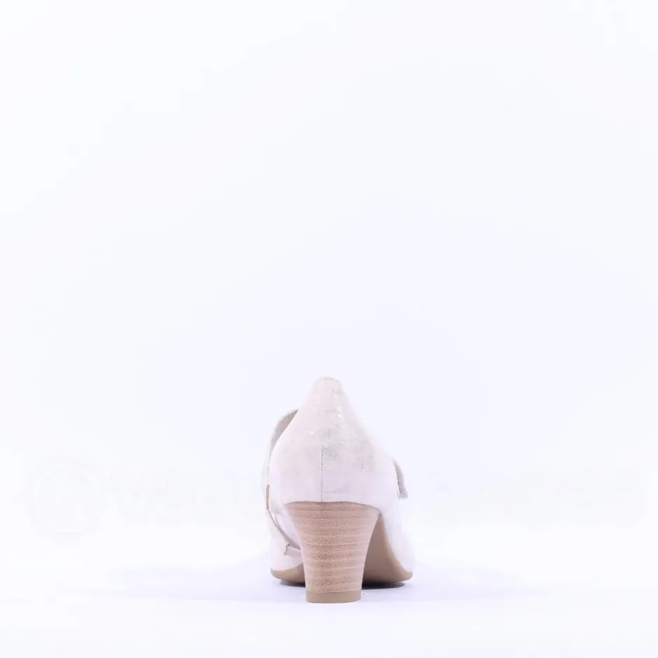 Women Jana Abura Cross Strap Block Heel Shoe - Beige Gold