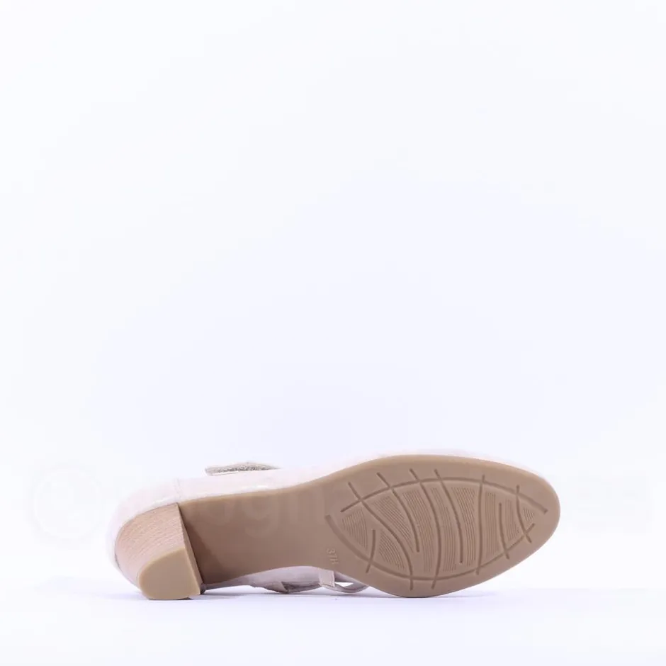 Women Jana Abura Cross Strap Block Heel Shoe - Beige Gold