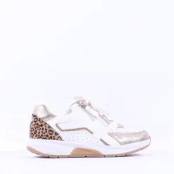 Women Gabor Adora Rolling Soft Side Zip - White Gold Leopard