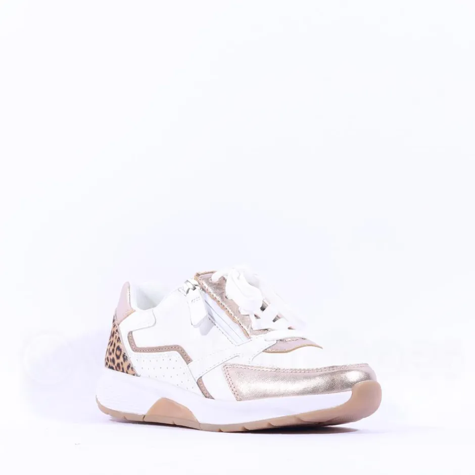 Women Gabor Adora Rolling Soft Side Zip - White Gold Leopard