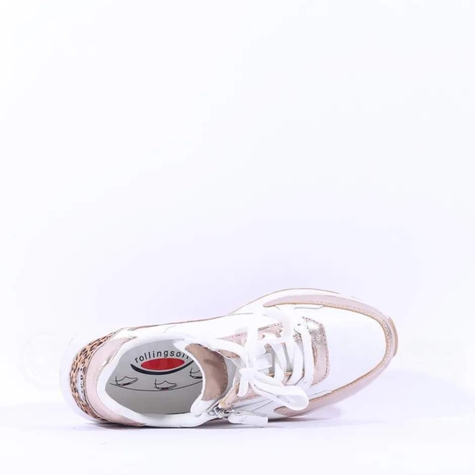 Women Gabor Adora Rolling Soft Side Zip - White Gold Leopard