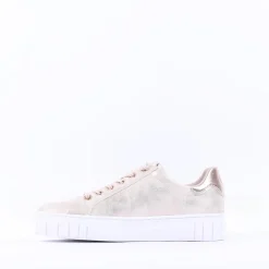 Women Marco Tozzi Ago Bungee Lace Trainer - Beige Metallic Combi