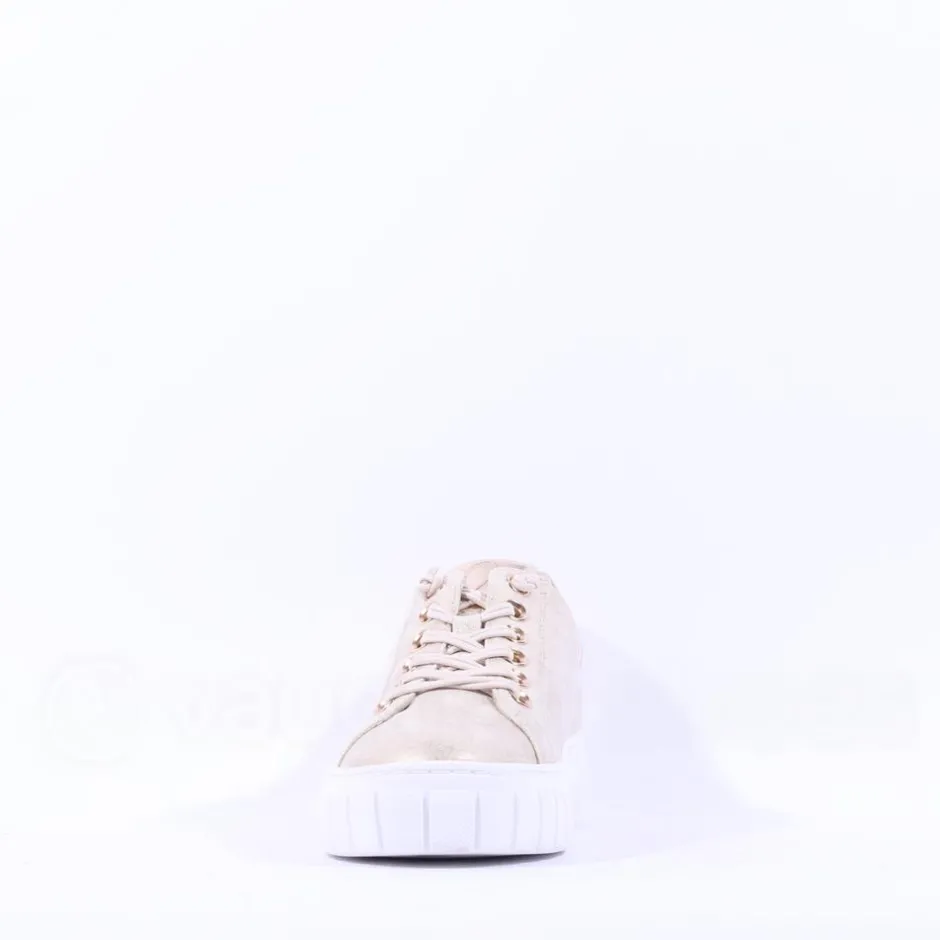 Women Marco Tozzi Ago Bungee Lace Trainer - Beige Metallic Combi