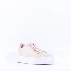 Women Marco Tozzi Ago Bungee Lace Trainer - Beige Metallic Combi