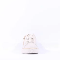 Women Marco Tozzi Ago Hex Sole Side Zip - Cream Combi