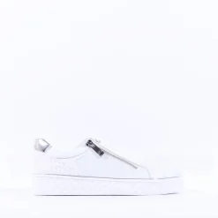 Women Marco Tozzi Ago Hex Sole Side Zip - White Silver