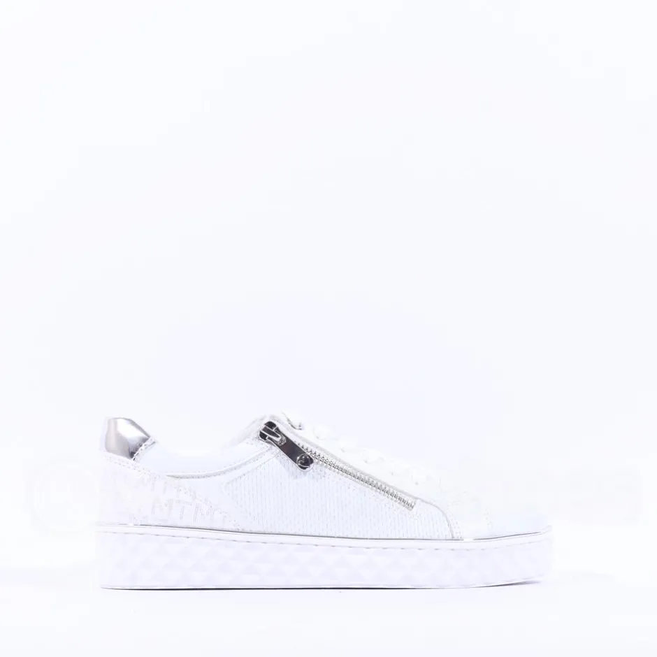 Women Marco Tozzi Ago Hex Sole Side Zip - White Silver