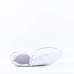 Women Marco Tozzi Ago Hex Sole Side Zip - White Silver