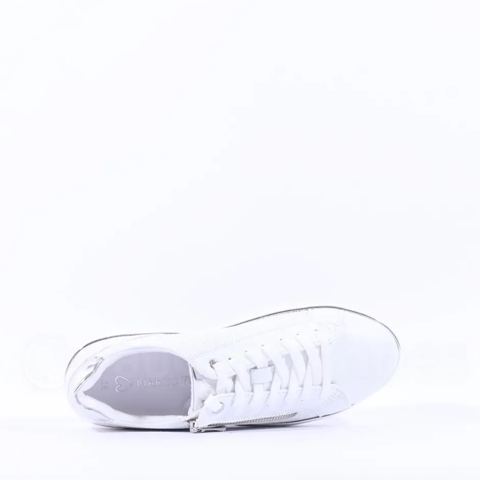 Women Marco Tozzi Ago Hex Sole Side Zip - White Silver