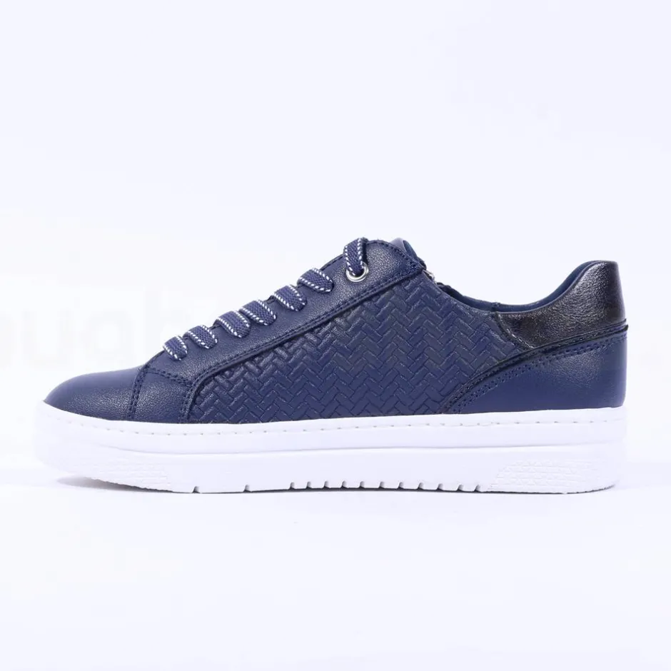 Women Marco Tozzi Ago Side Zip Trainer - Navy