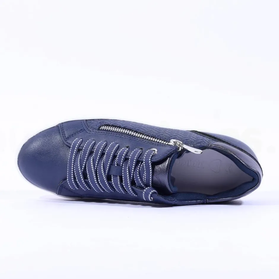 Women Marco Tozzi Ago Side Zip Trainer - Navy