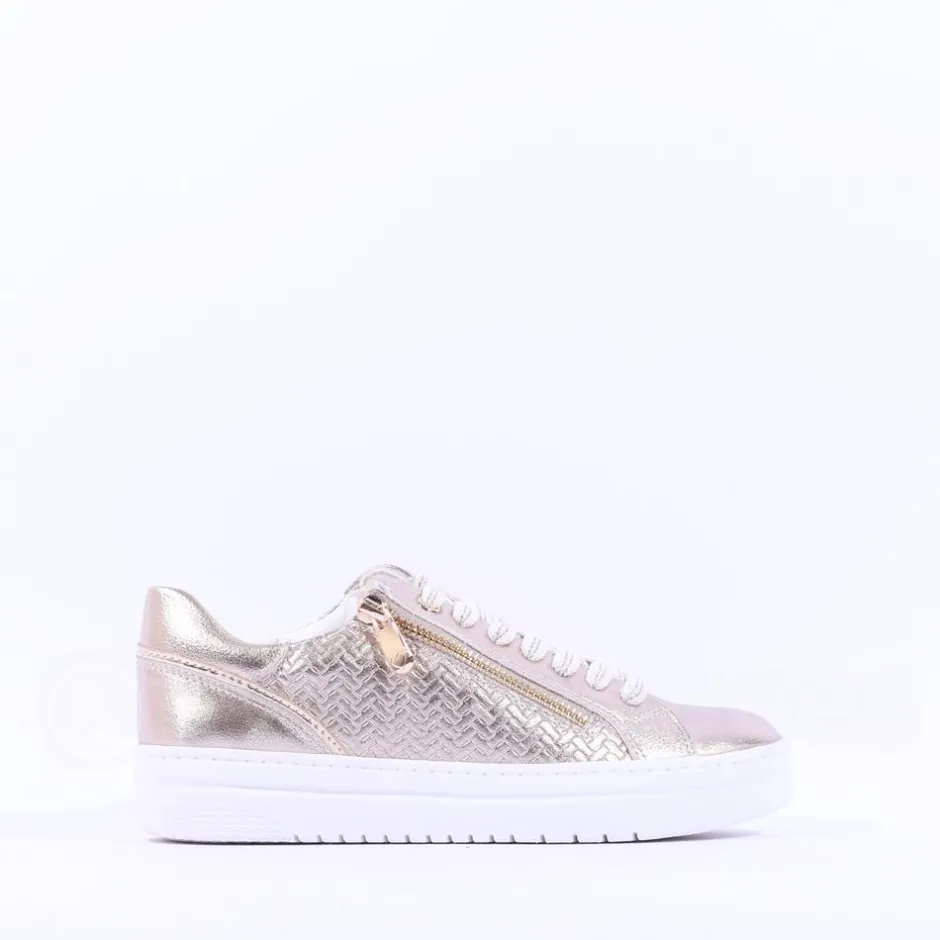 Women Marco Tozzi Ago Side Zip Trainer - Platinum