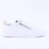 Women Marco Tozzi Ago Side Zip Trainer - White Combi
