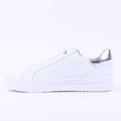 Women Marco Tozzi Ago Side Zip Trainer - White Combi