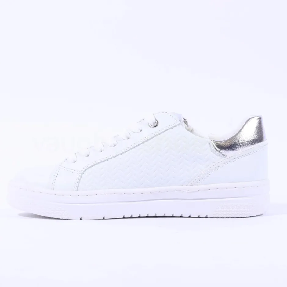 Women Marco Tozzi Ago Side Zip Trainer - White Combi