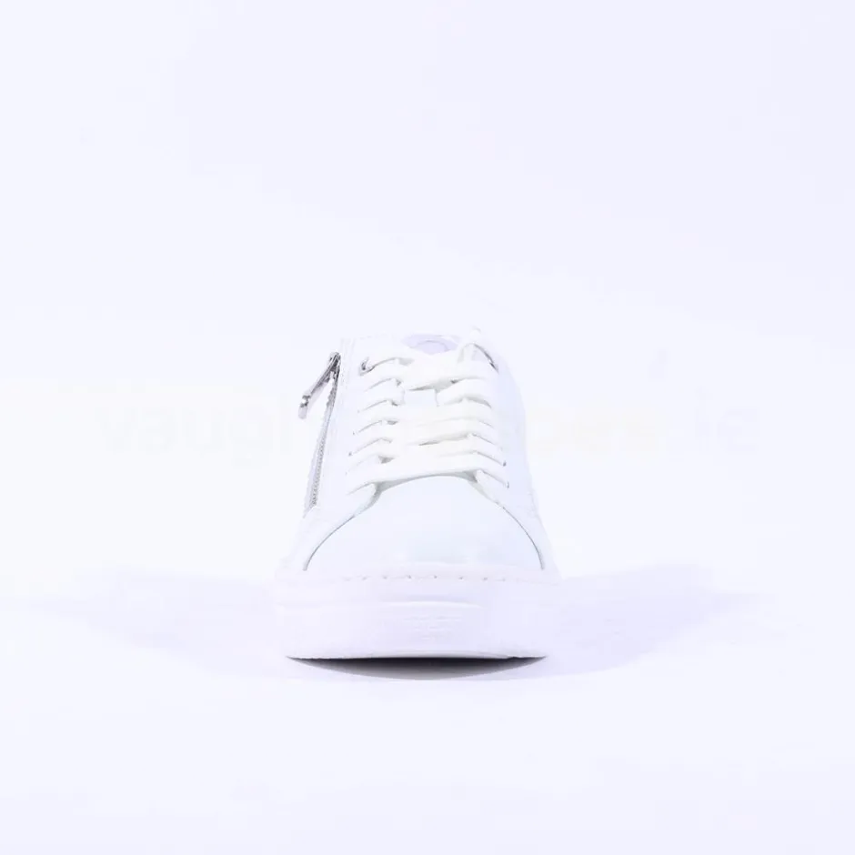 Women Marco Tozzi Ago Side Zip Trainer - White Combi