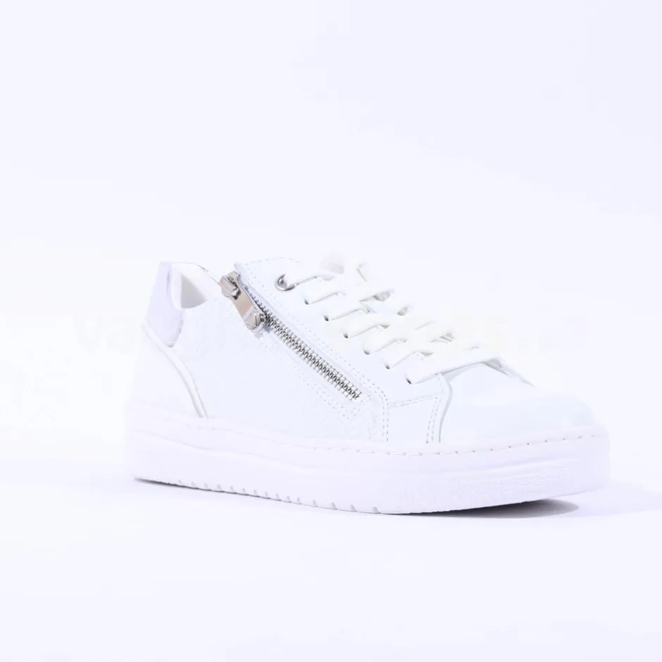 Women Marco Tozzi Ago Side Zip Trainer - White Combi