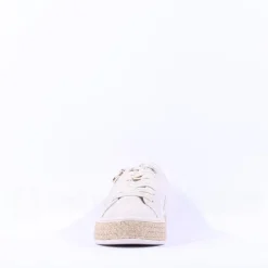 Women Marco Tozzi Ago Weave Platform Trainer - Cream Gold Combi