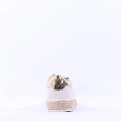 Women Marco Tozzi Ago Weave Platform Trainer - Cream Gold Combi