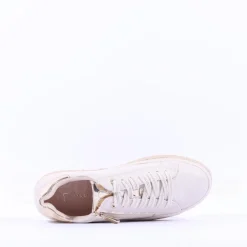 Women Marco Tozzi Ago Weave Platform Trainer - Cream Gold Combi