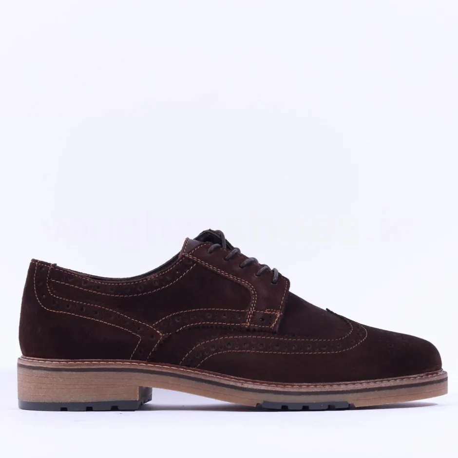 Ara Men Alessio Suede Wingtip Brogue - Brown Suede