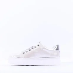 Women Tamaris Alexia Platform Laced Trainer - Pearl