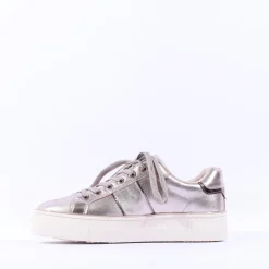 Women Tamaris Alexia Platform Laced Trainer - Light Gold