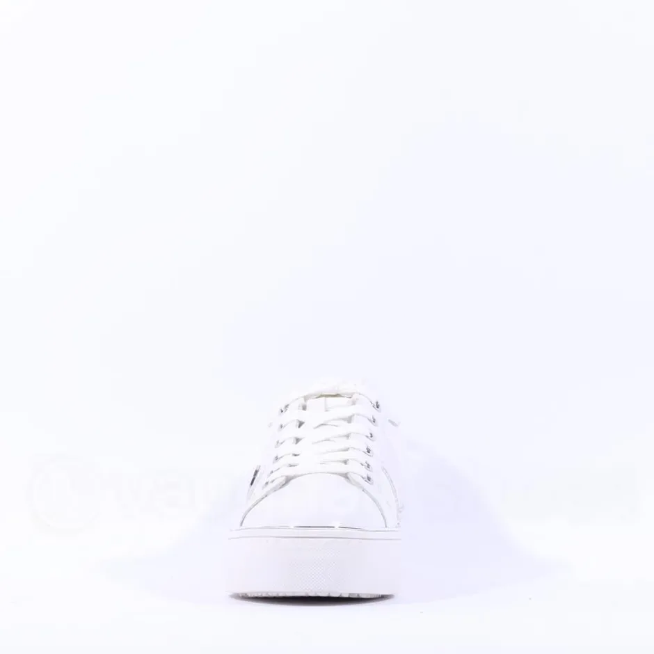 Women Tamaris Alexia Platform Laced Trainer - White Silver