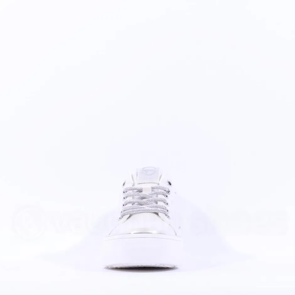 Women Tamaris Alexia Platform Laced Trainer - Pearl