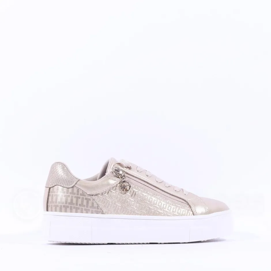 Women Tamaris Alexia Platform Sidezip Trainer - Gold