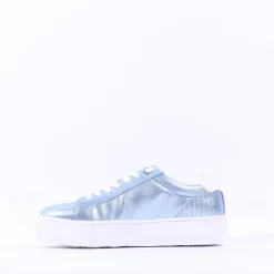 Women Tamaris Alexia Platform Sidezip Trainer - Light Blue Metallic