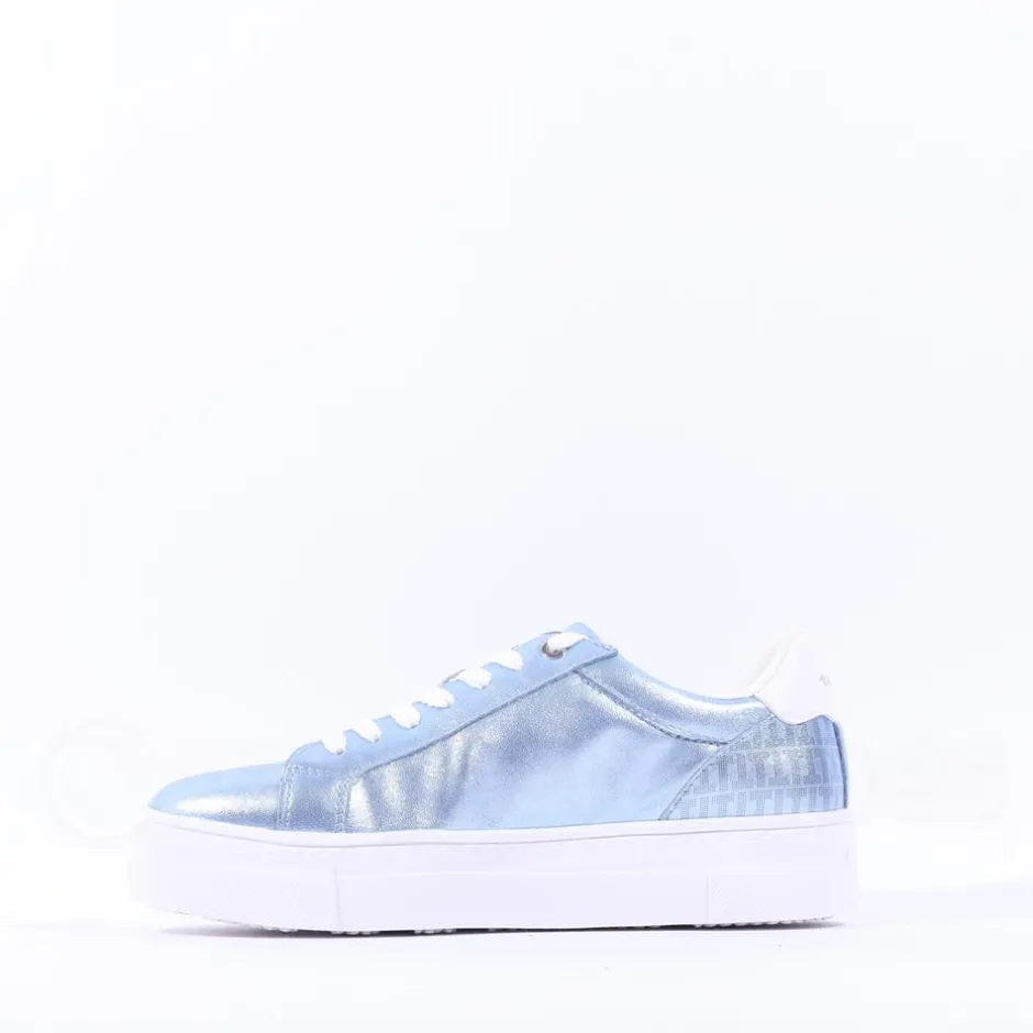Women Tamaris Alexia Platform Sidezip Trainer - Light Blue Metallic