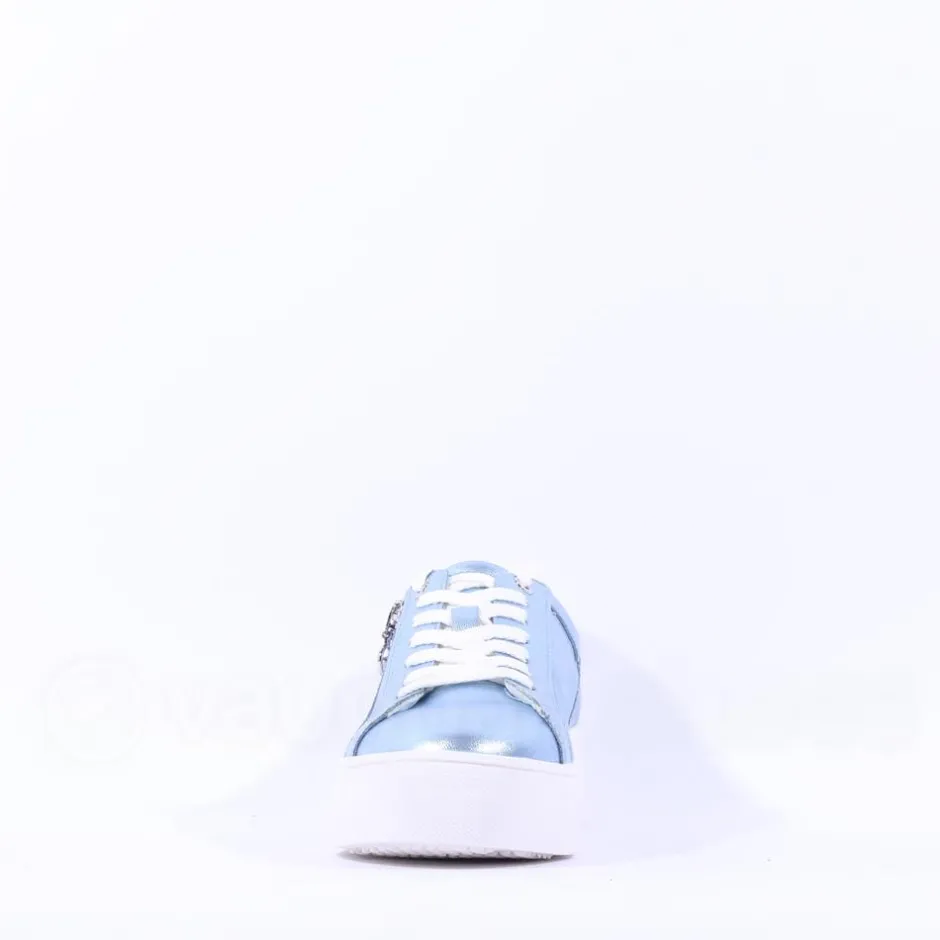 Women Tamaris Alexia Platform Sidezip Trainer - Light Blue Metallic