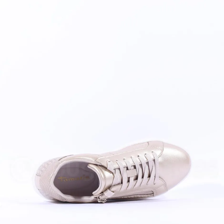 Women Tamaris Alexia Platform Sidezip Trainer - Gold