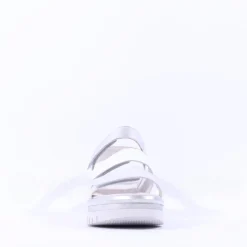 Women Gabor Alfa Triple Velcro Platform Sandal - White Silver