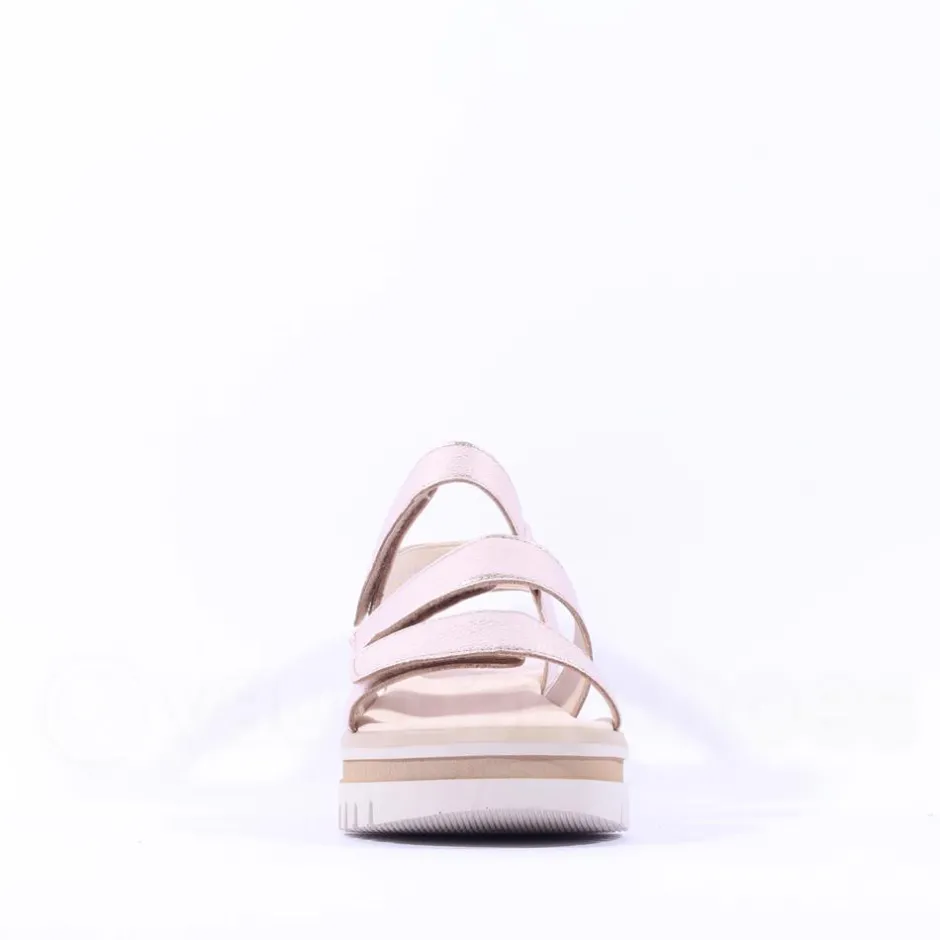 Women Gabor Alfa Triple Velcro Platform Sandal - Gold Leather