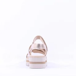 Women Gabor Alfa Triple Velcro Platform Sandal - Gold Leather