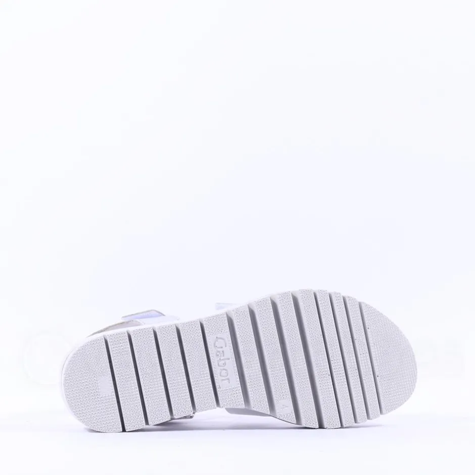 Women Gabor Alfa Triple Velcro Platform Sandal - White Silver